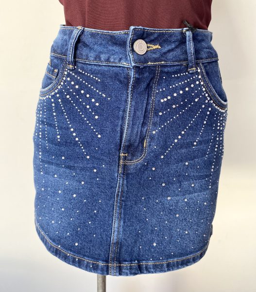FALDA SHORT PIEDRITAS AZUL